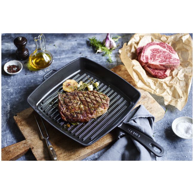 Staub Cast Iron Grill Pan, Black