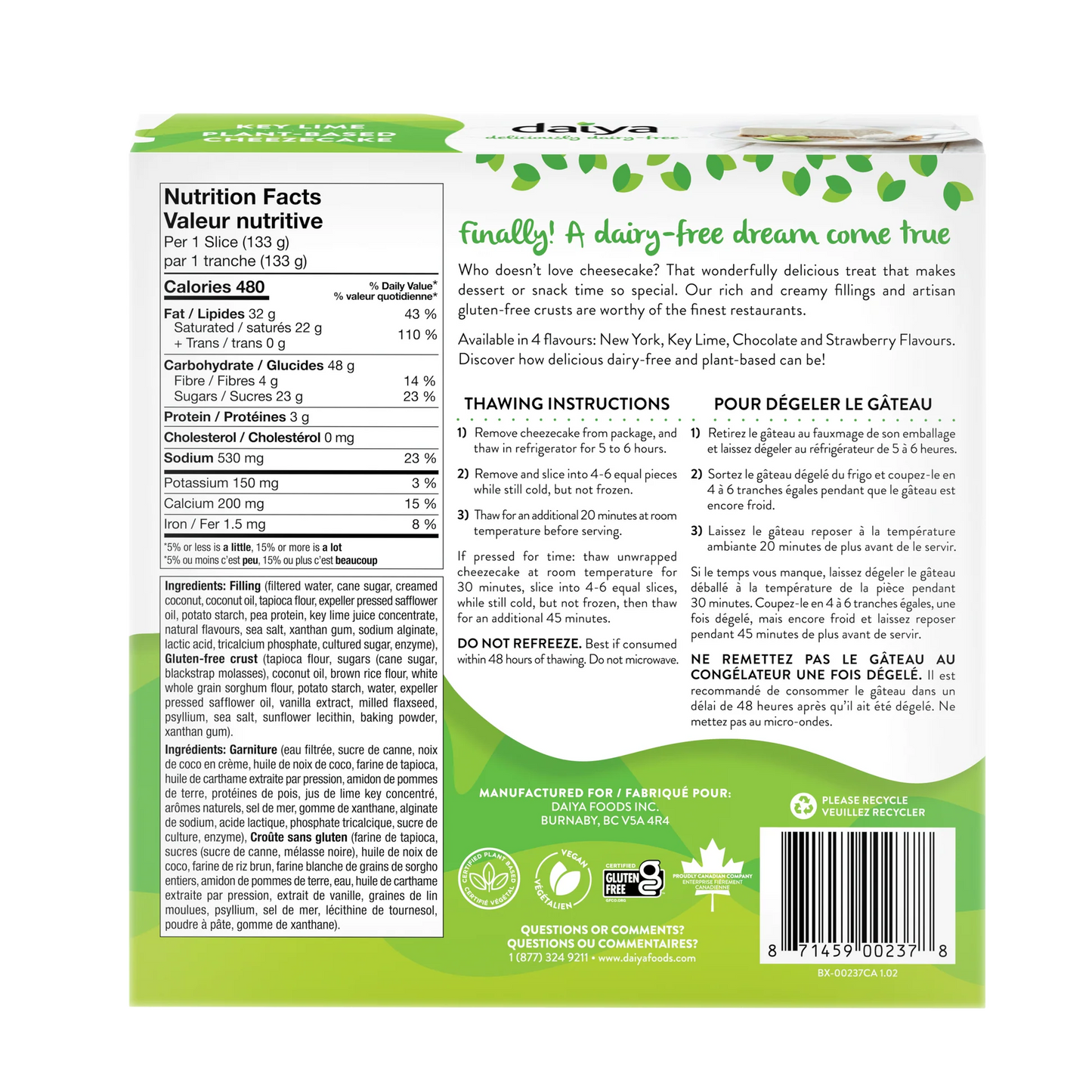 Cheezecake, Key Lime (GF) (V) *FROZEN*