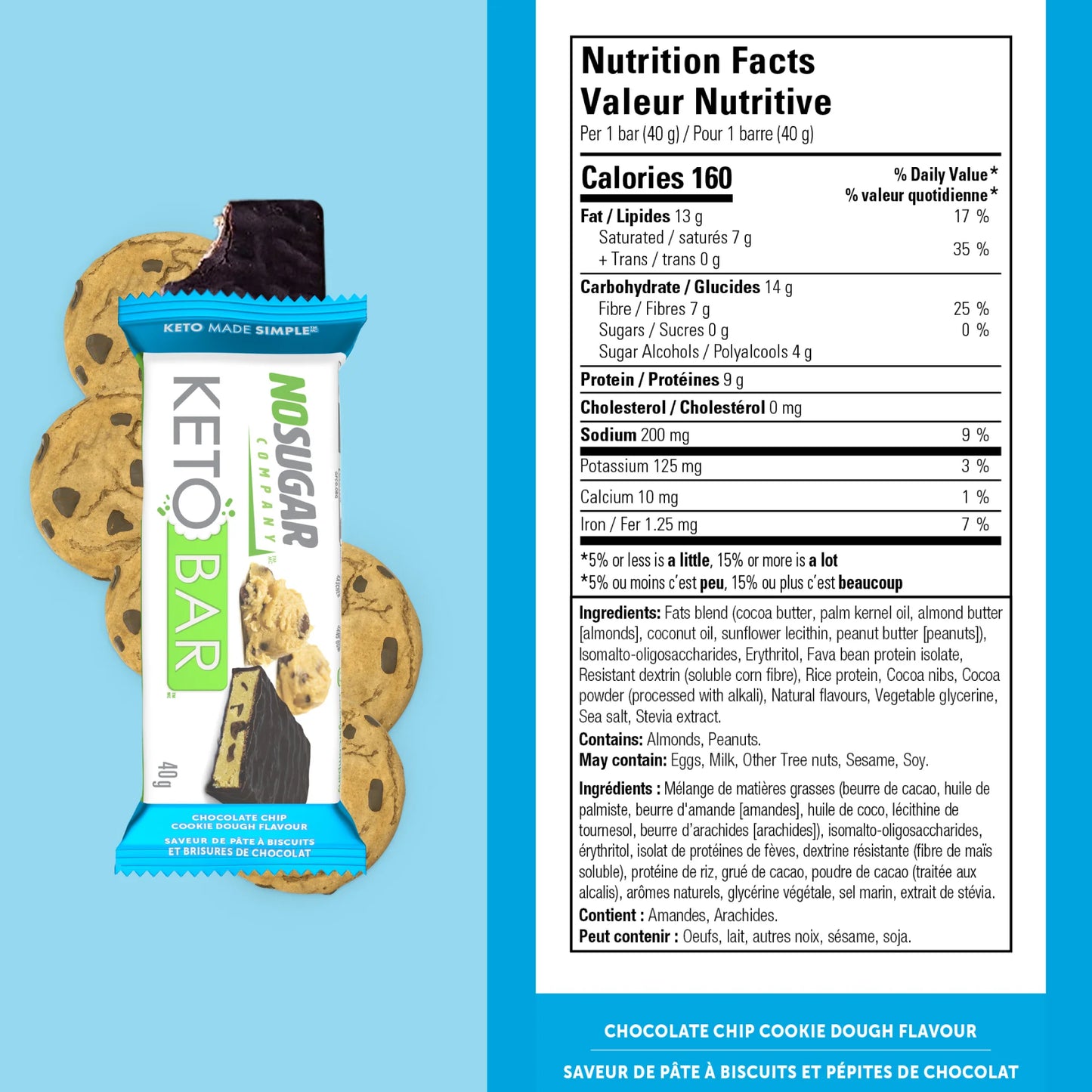 No Sugar Keto Bar Chocolate Chip Cookie Dough