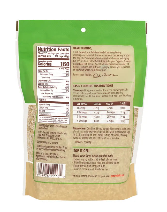 Creamy Buckwheat Cereal (GF) (ORG)