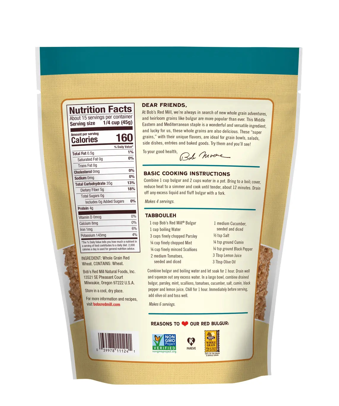 Bulgur, Whole Grain Red Wheat