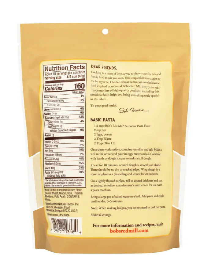 Semolina Flour, No. 1 Durum Wheat