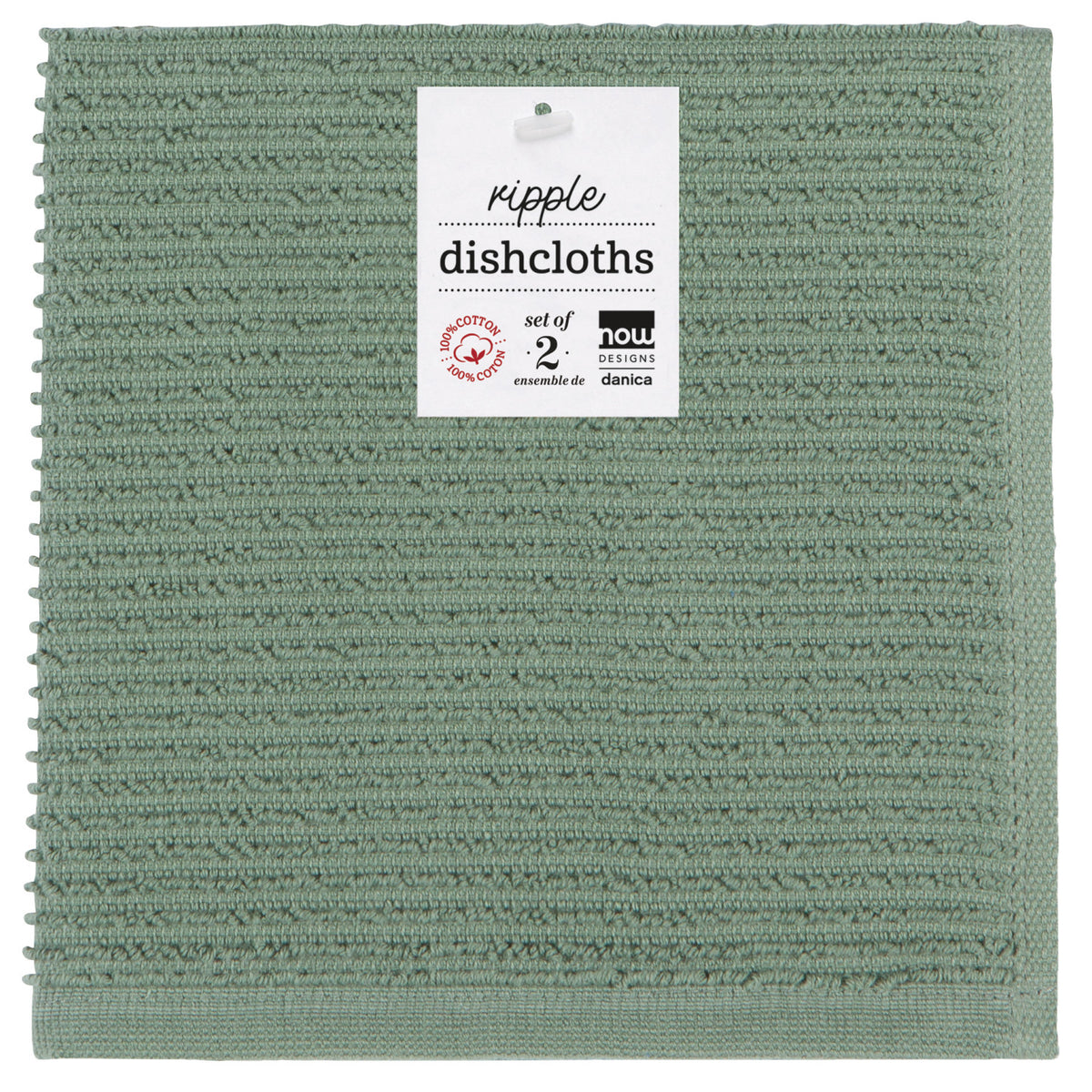 Dishcloth Ripple Elm Green 2-pk