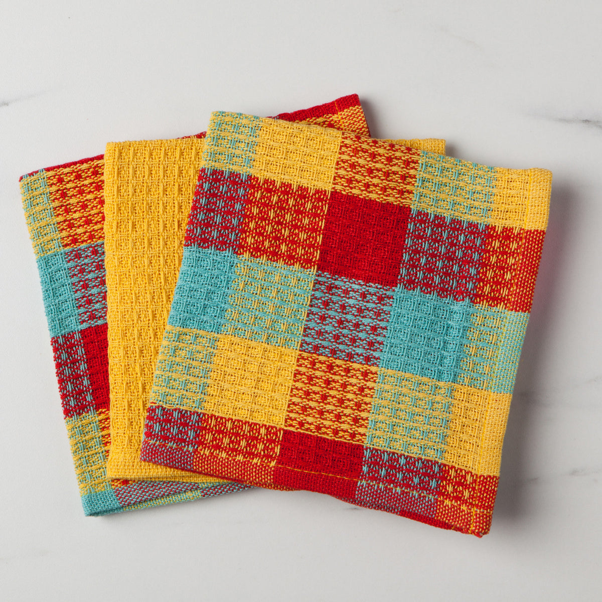 Dishcloth Set Check It Lemon Yellow 3-pk