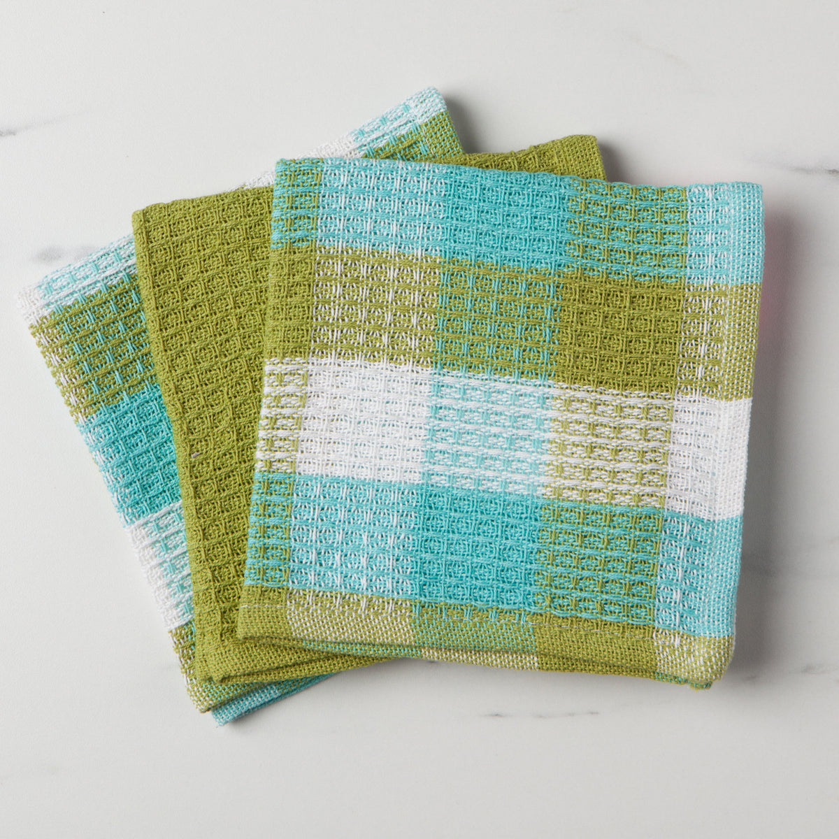 Dishcloth Set Check It Leaf Green 3-pk
