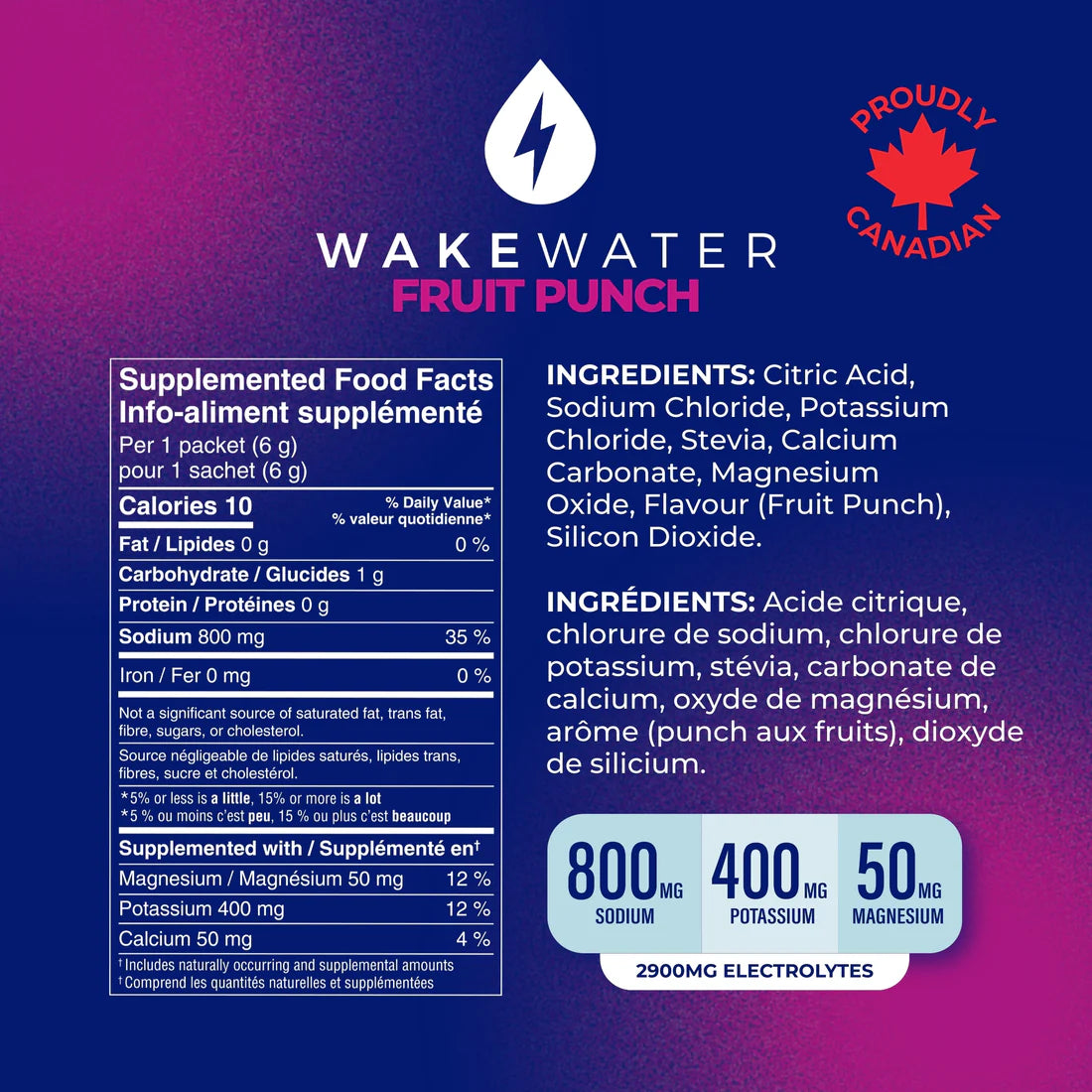 Wake Water Electrolyte Drink Mix, Fruit Punch