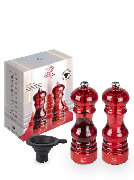 Peugeot Podium Manual Mill Set 7", Red Acrylic