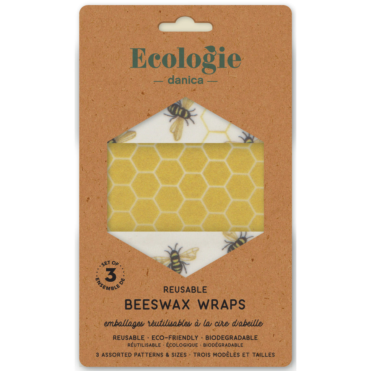 Beeswax Food Wrap, Set of 3, Bees