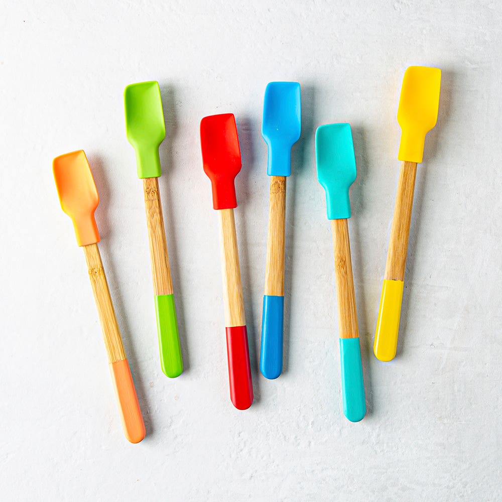 Pebbly Flex Mini Spatula Bamboo & Silicone, Assorted