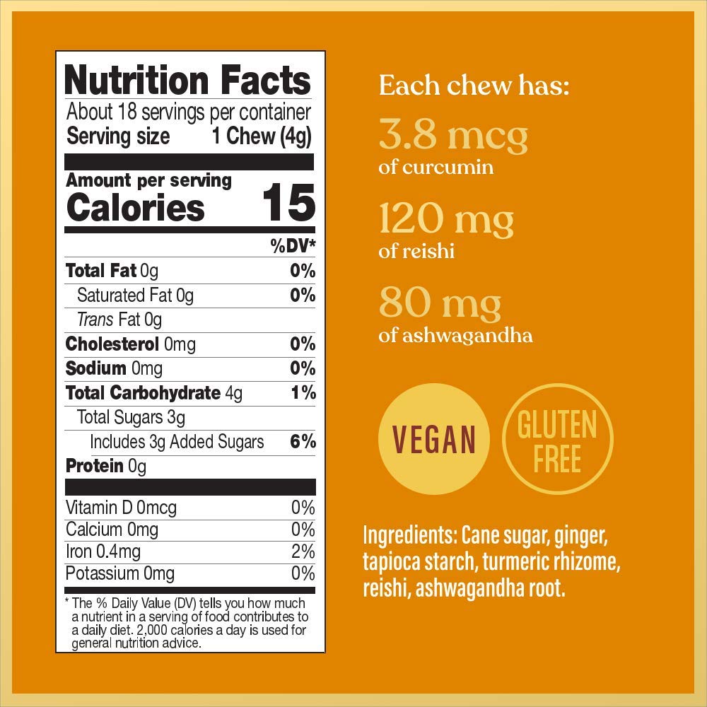 Chimes Tranquil Turmeric Adaptogen Ginger Chews