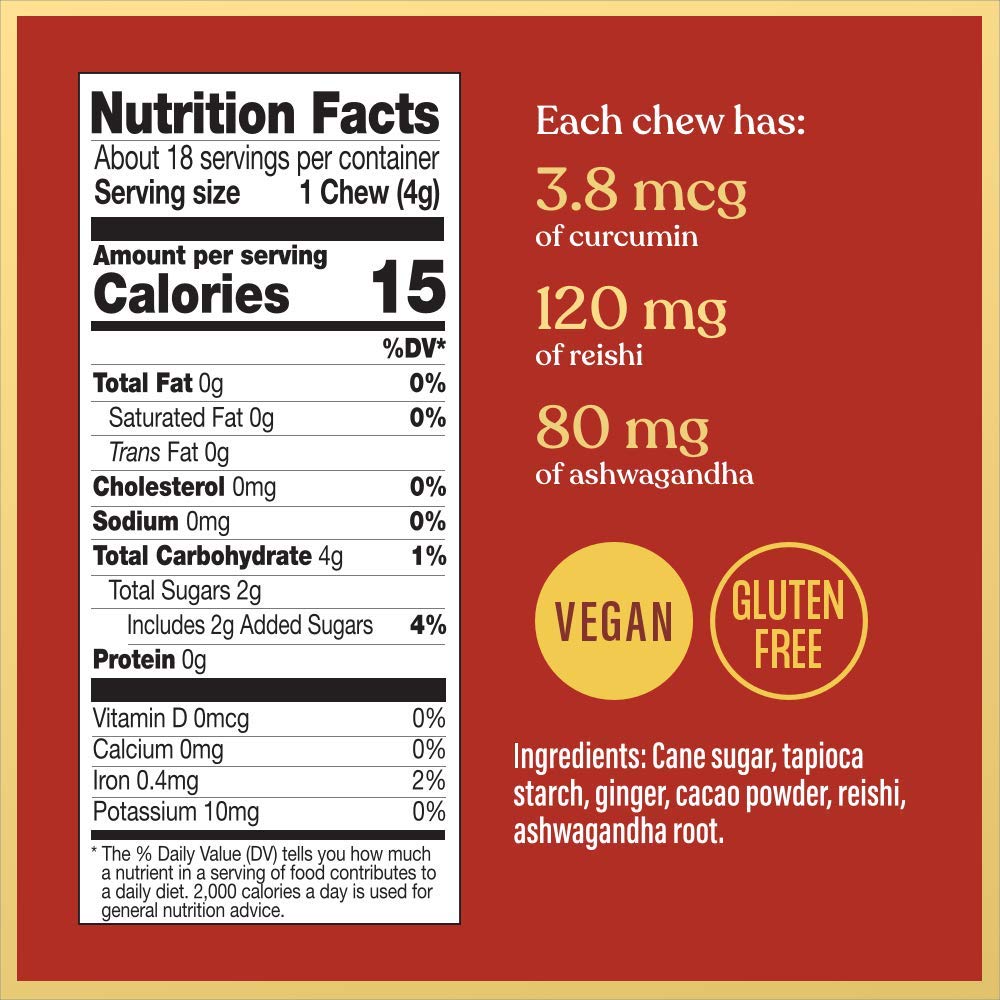 Chimes Calmer Cacao Adaptogen Ginger Chews