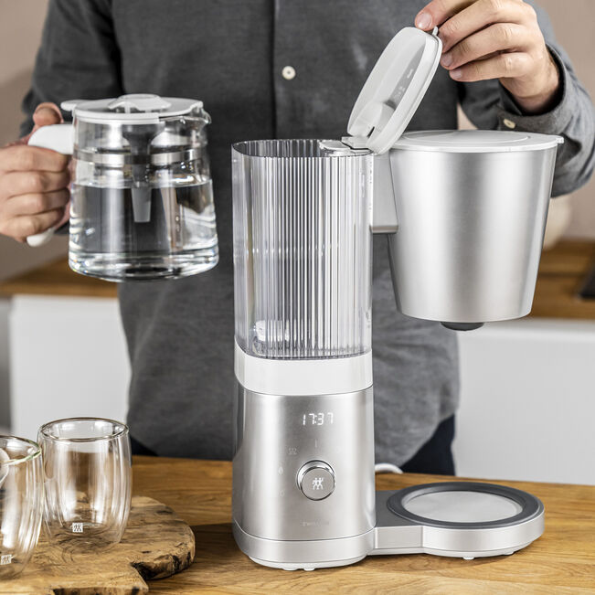 Zwilling Enfinigy Drip Coffee Maker, Glass Carafe, Silver