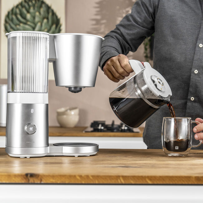 Zwilling Enfinigy Drip Coffee Maker, Glass Carafe, Silver