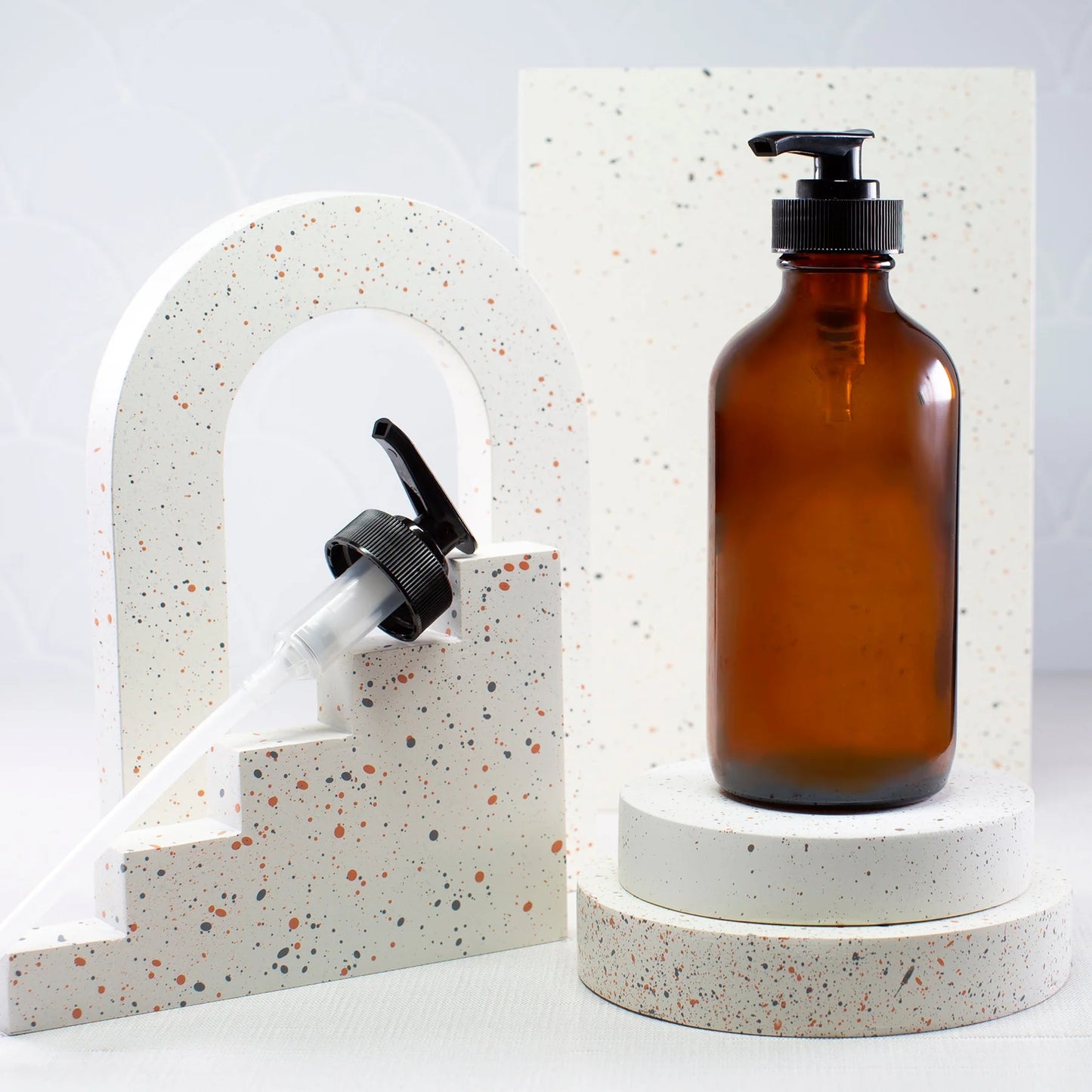 Amber Glass Bottle with Saddle Pump 240ml