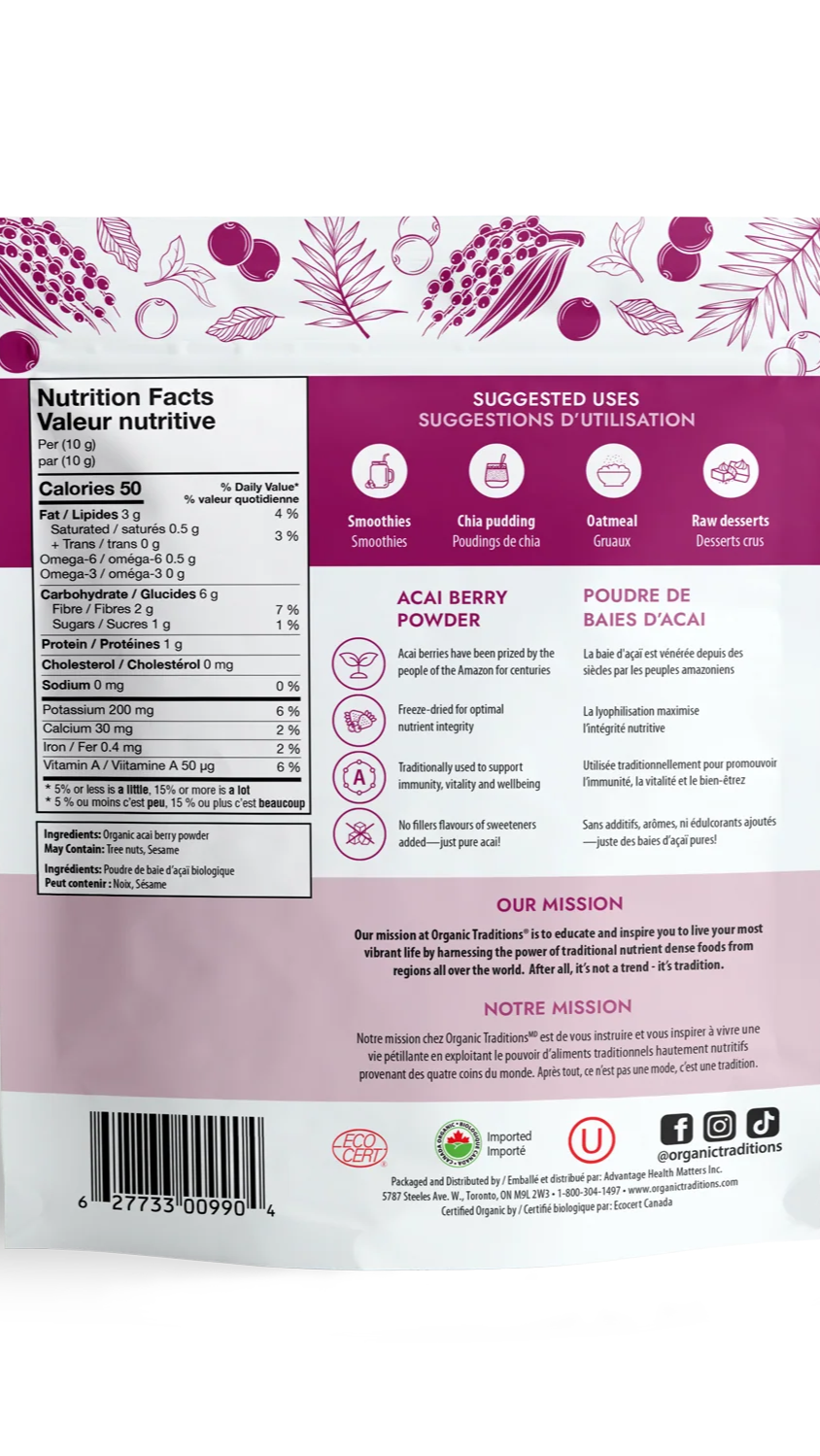 Acai Berry Powder, Organic Traditions