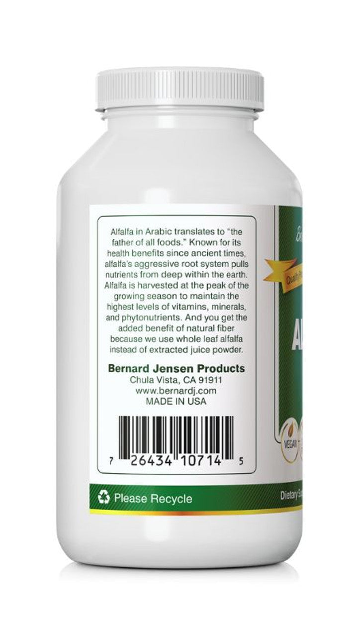 Bernard Jensen Alfalfa 650mg Tablets, Organic