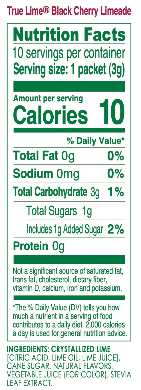 True Lime Black Cherry Limeade Packets