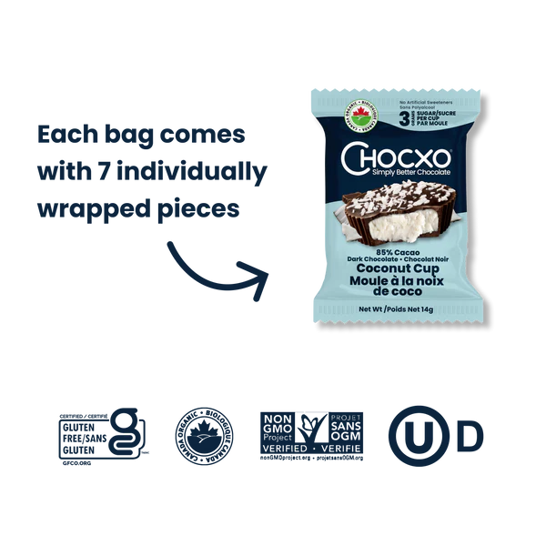 Chocxo Dark Chocolate Coconut Cups (Org)