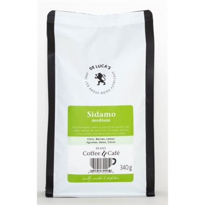 De Luca's Coffee Sidamo Medium, 340g Whole Beans
