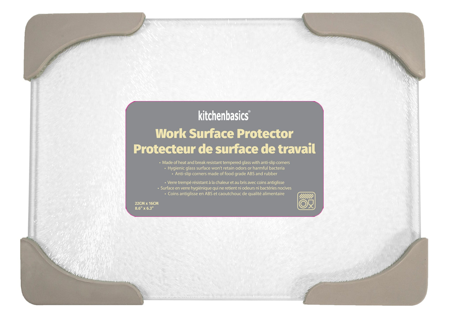 Glass Work Surface with Anti-slip Corners