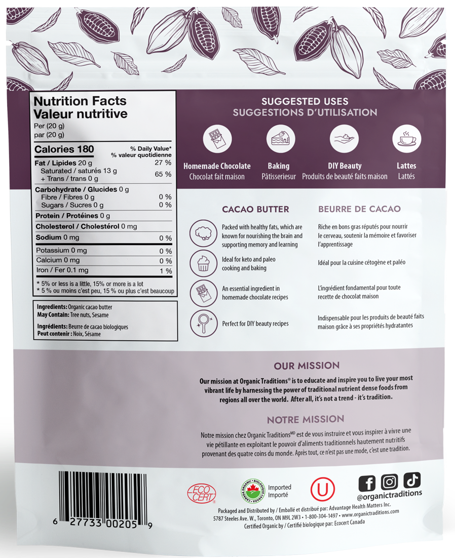 Cacao Butter, Organic Traditions