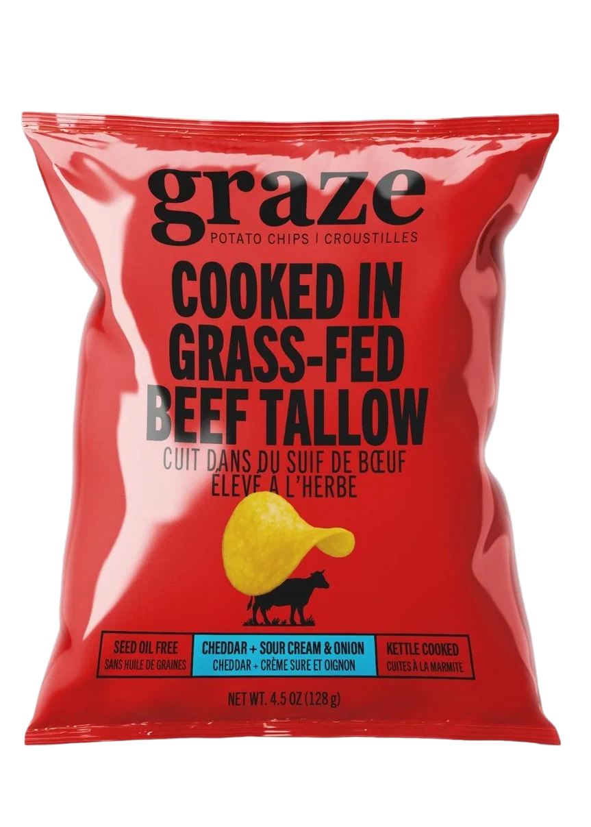 Graze Cheddar & Sour Cream Chips, Cooked in Tallow
