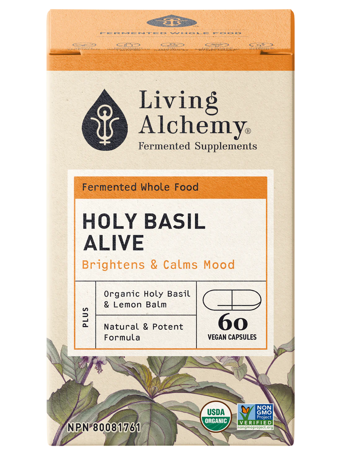 Holy Basil Alive - Fermented, Organic 60 Capsules