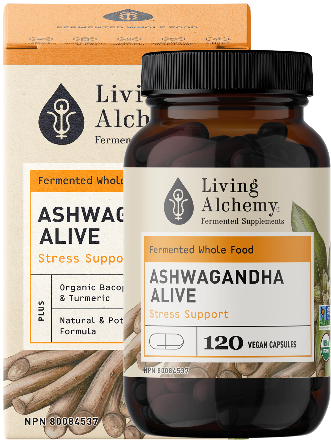 Ashwagandha Alive - Fermented, Organic 120 Capsules