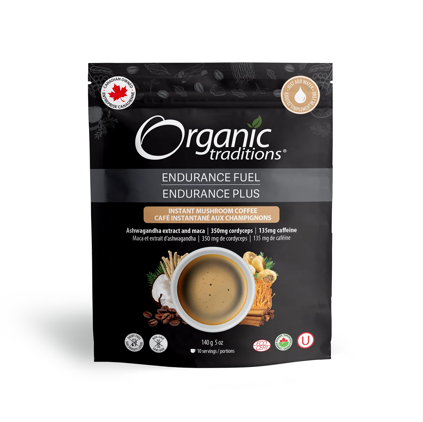 Endurance Fuel Instant Mushroom Coffee, Organic