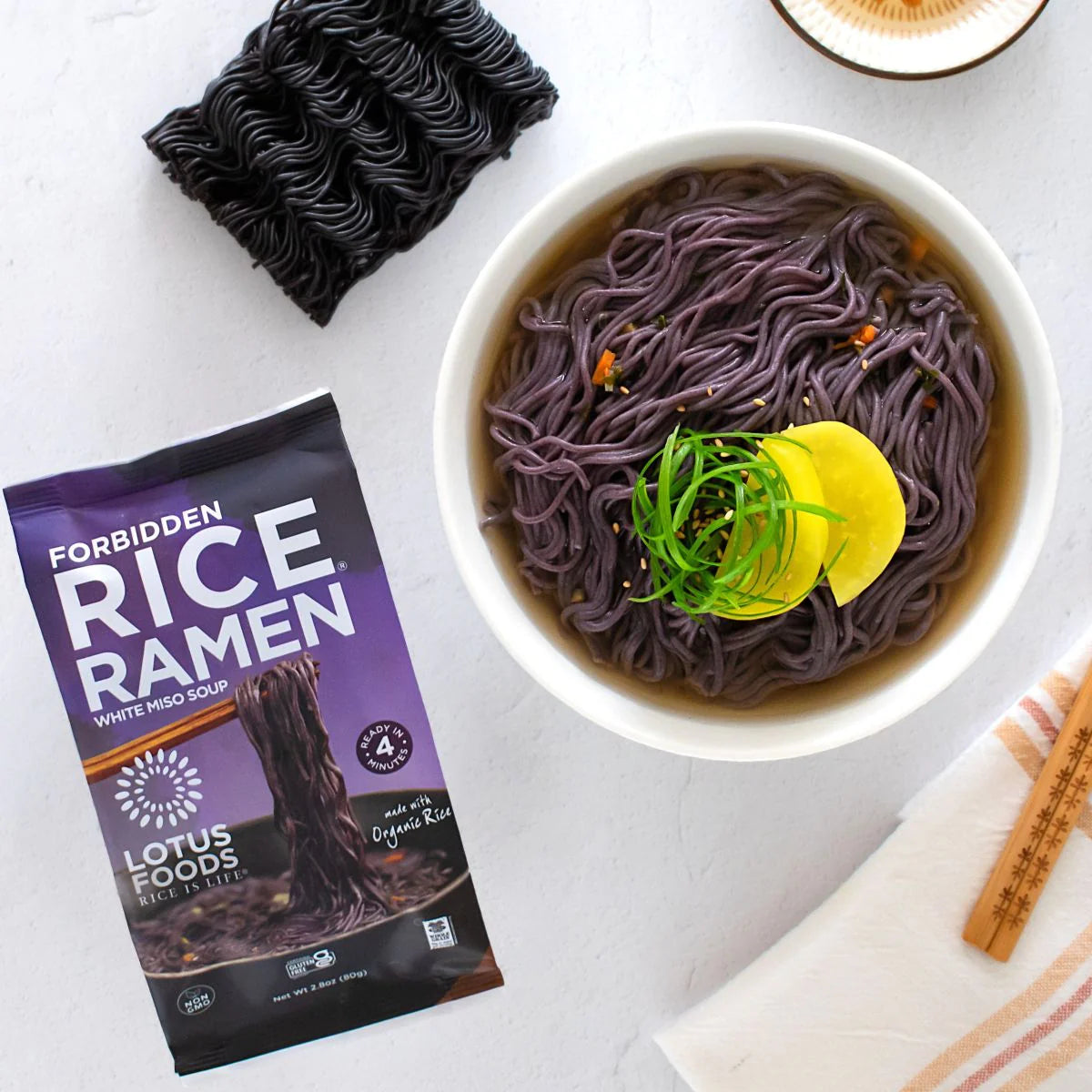 Lotus Forbidden Rice® Ramen with White Miso Soup (GF)