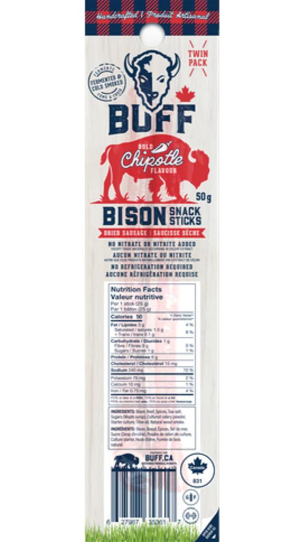 BUFF Bison Snack Sticks, Chipotle