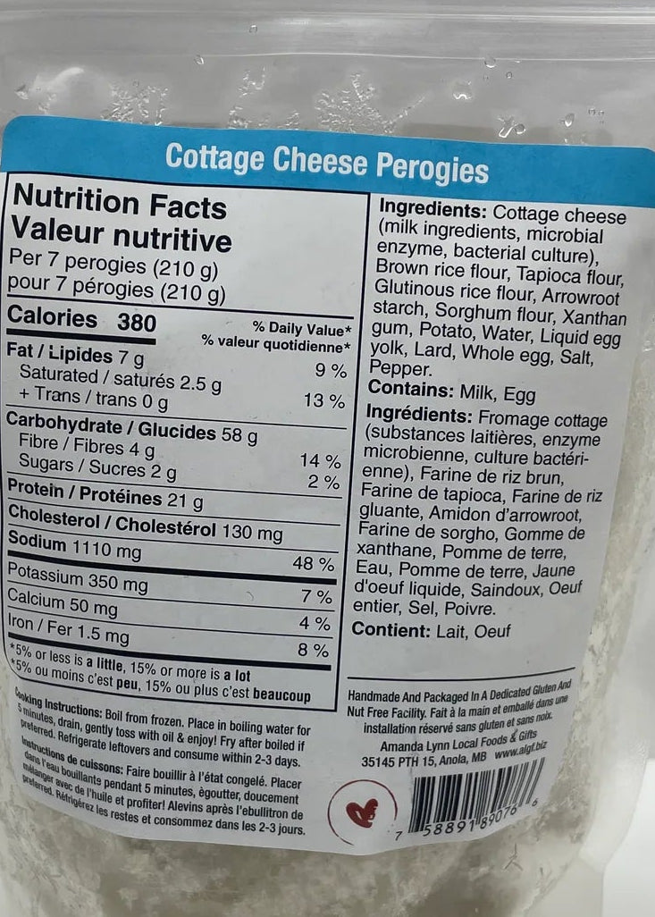 Gluten Free Perogies, Cottage Cheese *FROZEN*
