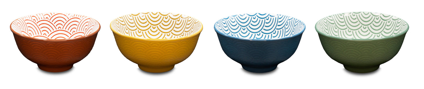 Embossed Mini Bowls 11.8cm Ceramic, Assorted Colours