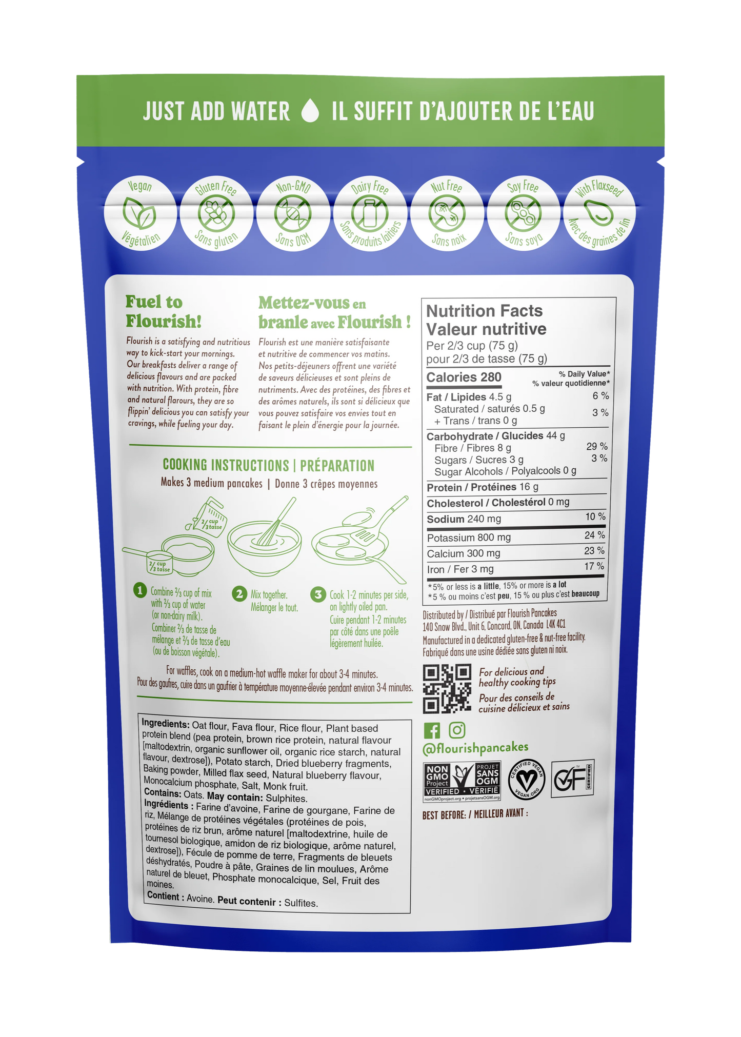 Protein Pancake Mix, Blueberry GF Vegan