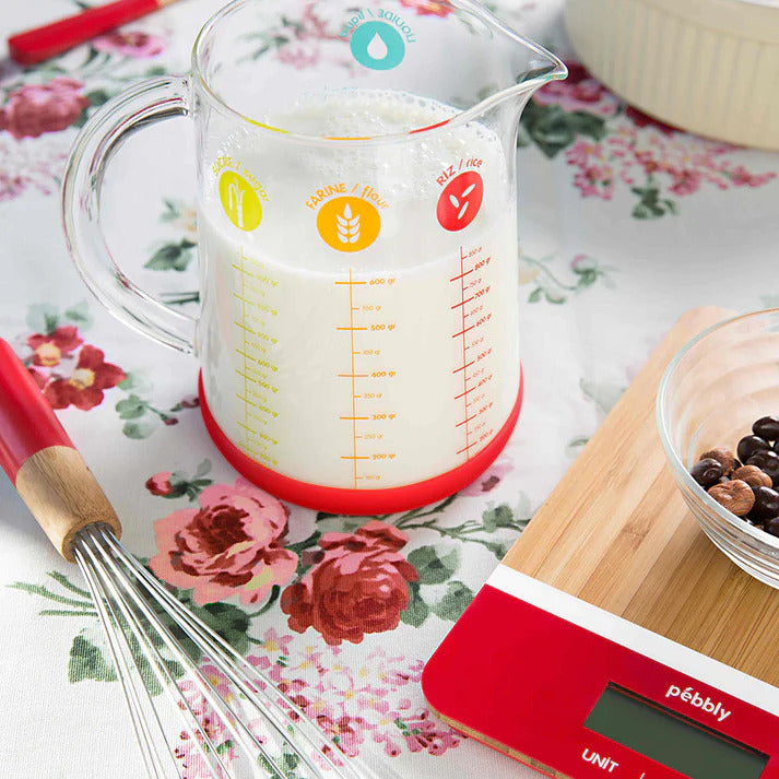 Pebbly Measuring Jug 1.0L Red