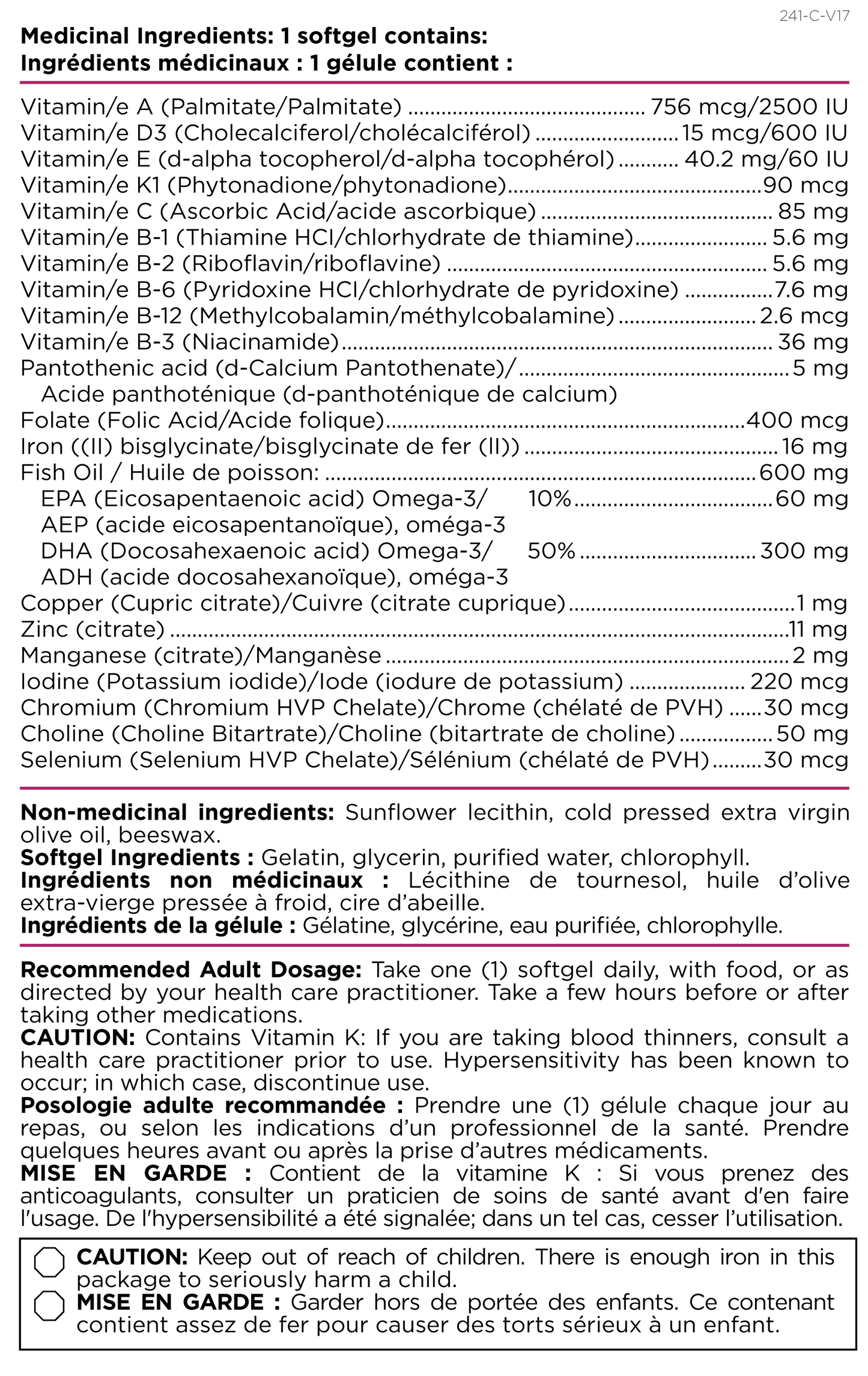 EasyMulti® Prenatal One-a-day Multivitamin 60 Softgels