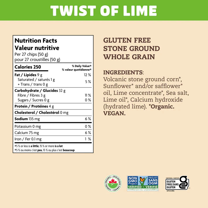 Que Pasa Lime Tortilla Chips, Organic