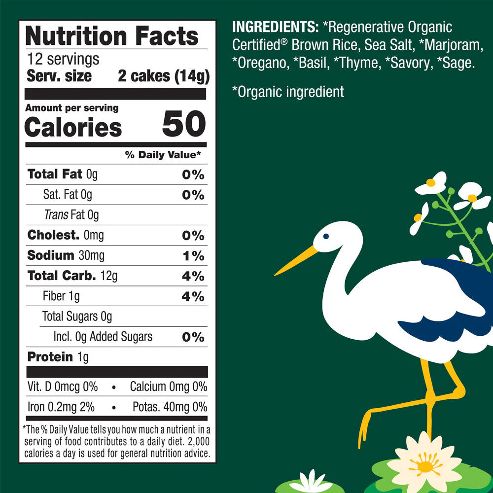 Thin Brown Rice Cakes, Fine Herbs Organic GF