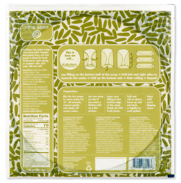 King Soba White Rice Paper Spring Roll Wraps