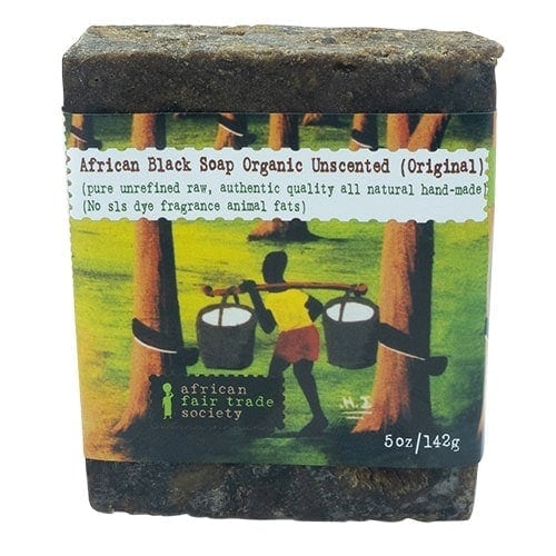 African Fair Trade Shea Black Soap Unscented, Organic