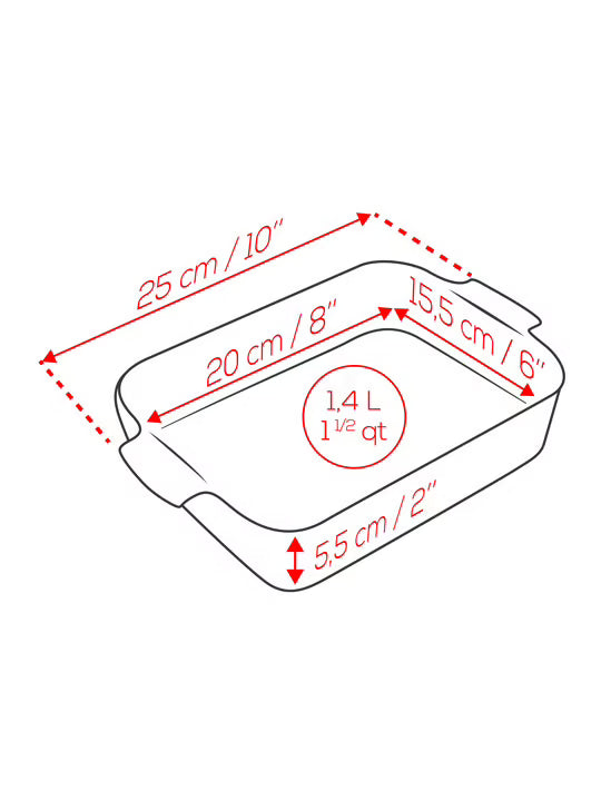 Peugeot Appolia Ceramic Rectangular Baker, 10" Red