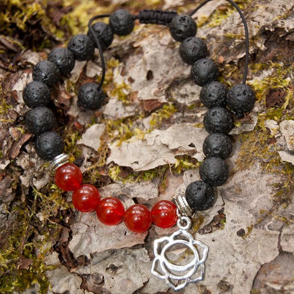 Lava Chakra Bracelet - Carnelian with Sacral Charm