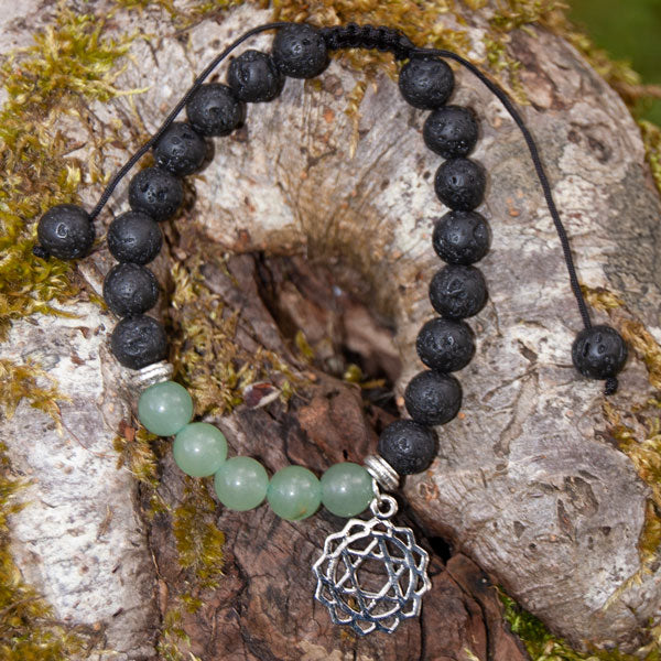 Lava Chakra Bracelet - Aventurine with Heart Charm