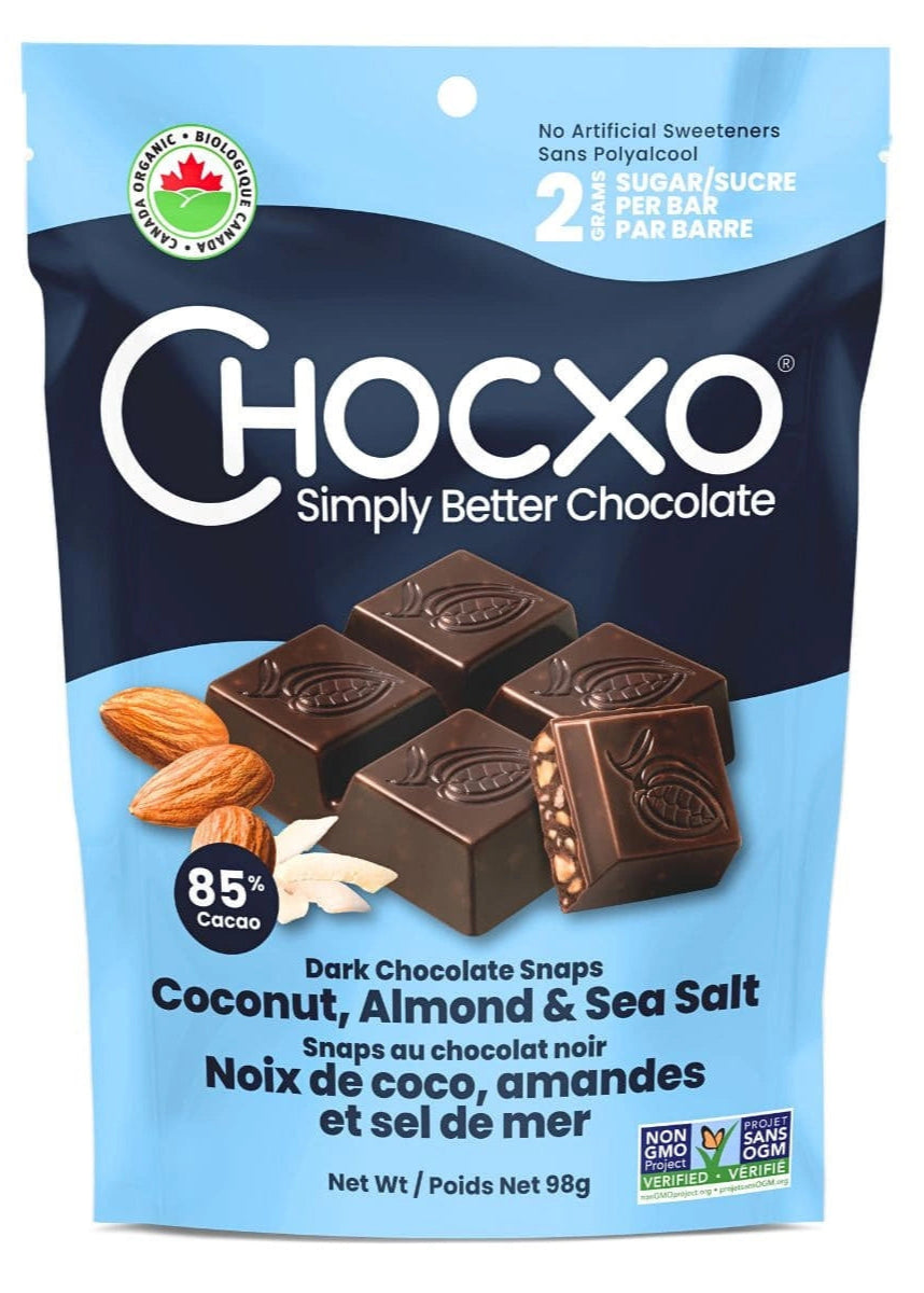Chocxo Dark Chocolate Coconut, Almond & Sea Salt Snaps (Org)