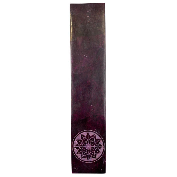 Soapstone Flat Incense Holder - Purple Lotus