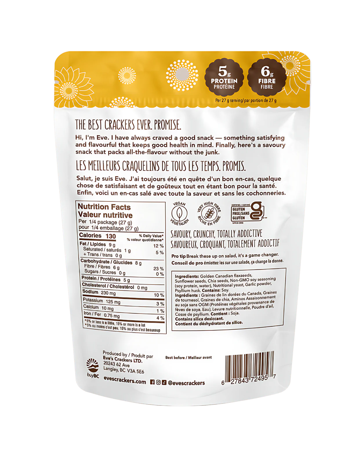 Eve's Seed Crackers, Savoury Sunflower (GF)