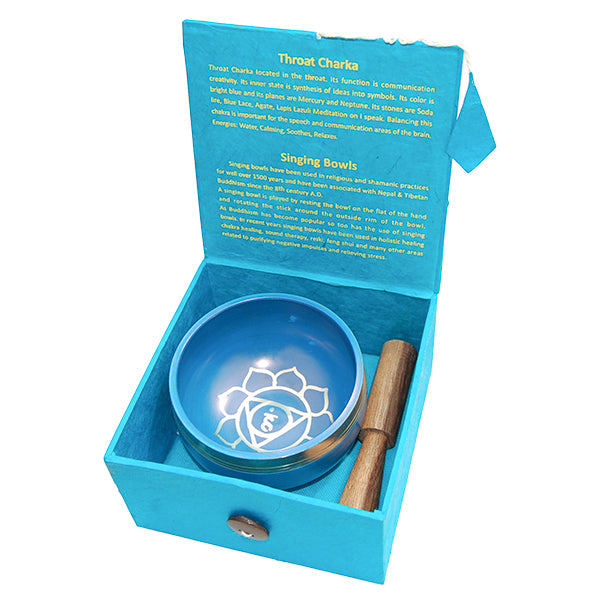 Singing Bowl Gift Set - Blue, Throat Chakra