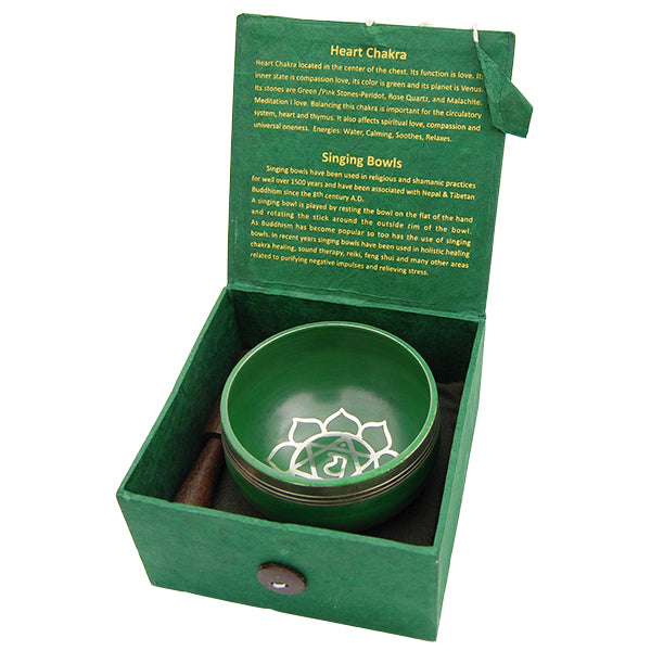 Singing Bowl Gift Set - Green, Heart Chakra