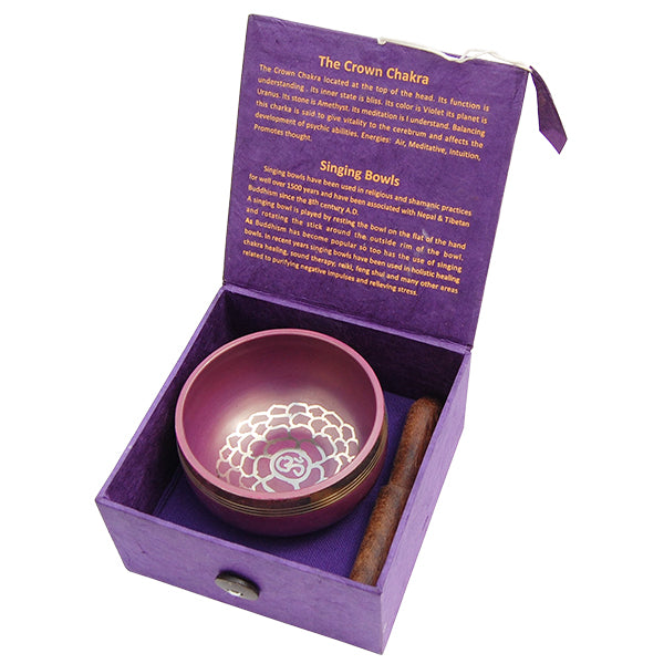 Singing Bowl Gift Set - Purple, Crown Chakra