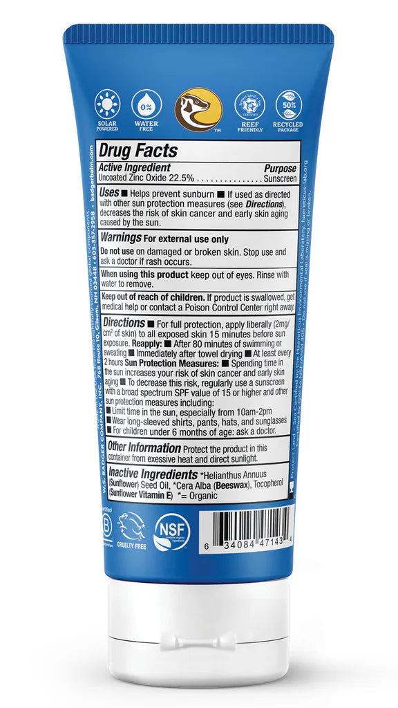 Badger Natural Mineral Sunscreen Cream SPF40 Sport